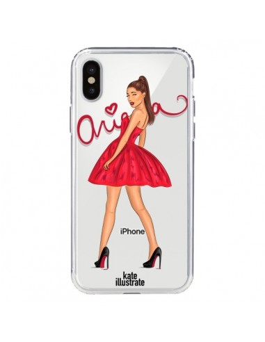 Coque iPhone X et XS Ariana Grande Chanteuse Singer Transparente - kateillustrate