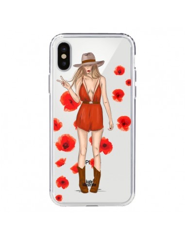 Coque iPhone X et XS Young Wild and Free Coachella Transparente - kateillustrate