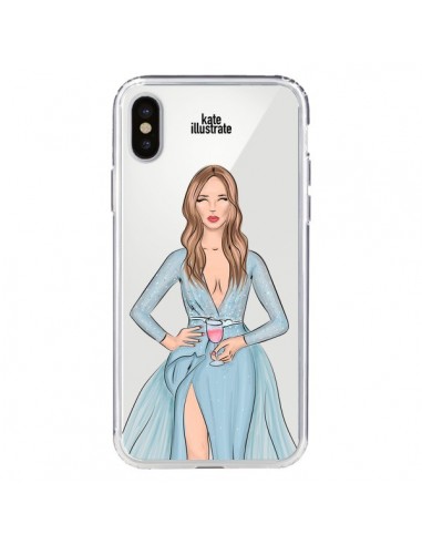 Coque iPhone X et XS Cheers Diner Gala Champagne Transparente - kateillustrate