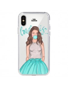 Coque iPhone X et XS Bubble Girls Tiffany Bleu...