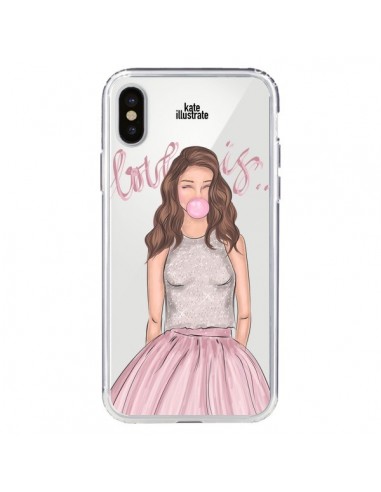 Coque iPhone X et XS Bubble Girl Tiffany Rose Transparente - kateillustrate