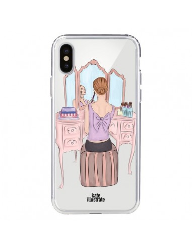 Coque iPhone X et XS Vanity Coiffeuse Make Up Transparente - kateillustrate