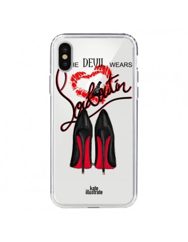 Coque iPhone X et XS The Devil Wears Shoes Demon Chaussures Transparente - kateillustrate