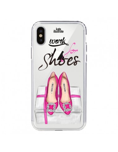 Coque iPhone X et XS I Work For Shoes Chaussures Transparente - kateillustrate