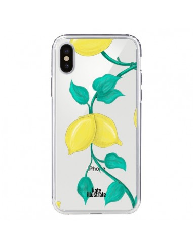 Coque iPhone X et XS Lemons Citrons Transparente - kateillustrate