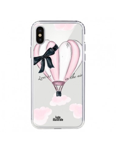 Coque iPhone X et XS Love is in the Air Love Montgolfier Transparente - kateillustrate
