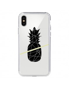 Coque iPhone X et XS Ananas Noir Transparente -...