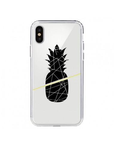 Coque iPhone X et XS Ananas Noir Transparente - Koura-Rosy Kane
