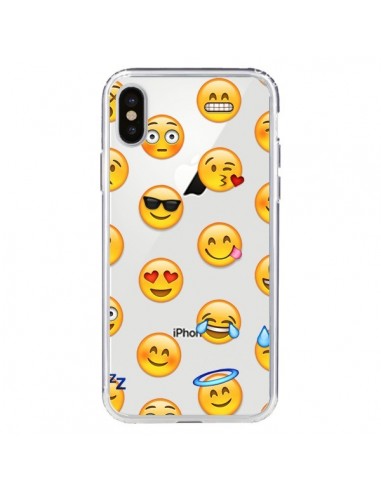 Coque iPhone X et XS Smiley Emoticone Emoji Transparente - Laetitia