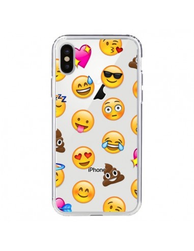 Coque iPhone X et XS Emoticone Emoji Transparente - Laetitia