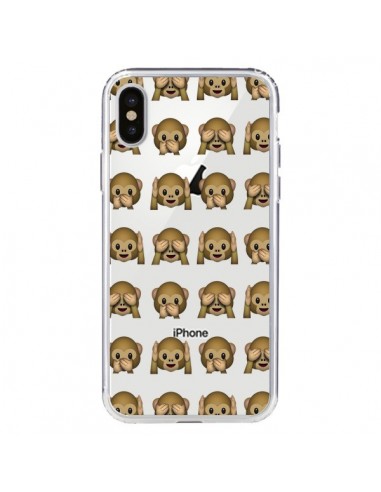 Coque iPhone X et XS Singe Monkey Emoticone Emoji Transparente - Laetitia