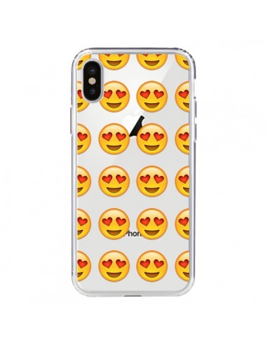 Coque iPhone X et XS Love Amoureux Smiley Emoticone Emoji Transparente - Laetitia