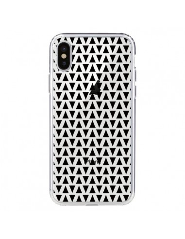 Coque iPhone X et XS Triangles Romi Azteque Noir Transparente - Laetitia