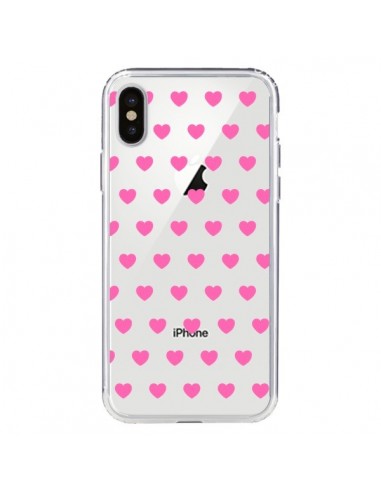 Coque iPhone X et XS Coeur Heart Love Amour Rose Transparente - Laetitia