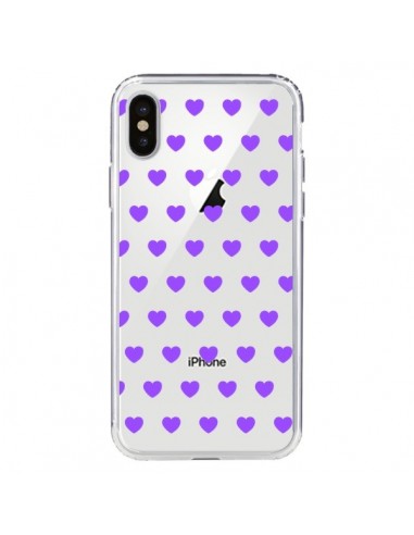 Coque iPhone X et XS Coeur Heart Love Amour Violet Transparente - Laetitia