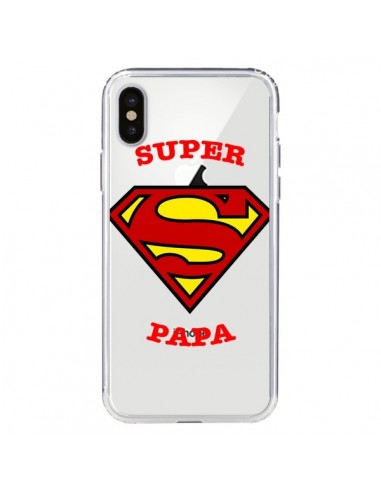 Coque iPhone X et XS Super Papa Transparente - Laetitia