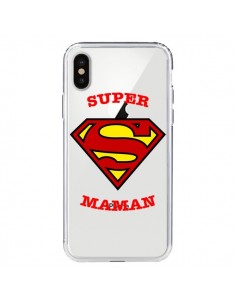 Coque iPhone X et XS Super Maman Transparente - Laetitia
