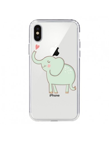 Coque iPhone X et XS Elephant Elefant Animal Coeur Love  Transparente - Petit Griffin