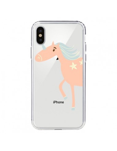 Coque iPhone X et XS Licorne Unicorn Rose Transparente - Petit Griffin