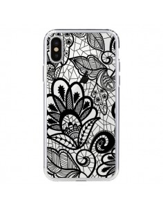 Coque iPhone X et XS Lace Fleur Flower Noir Transparente...