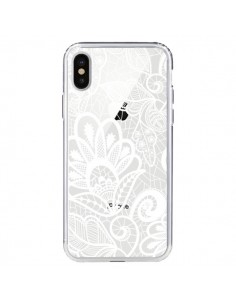 Coque iPhone X et XS Lace Fleur Flower Blanc Transparente...