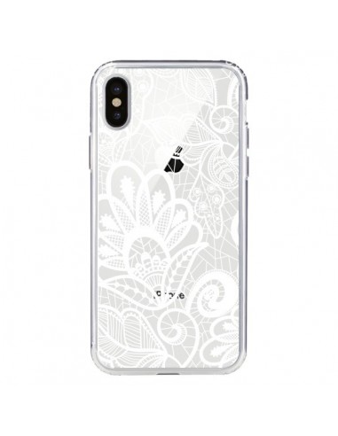 Coque iPhone X et XS Lace Fleur Flower Blanc Transparente - Petit Griffin