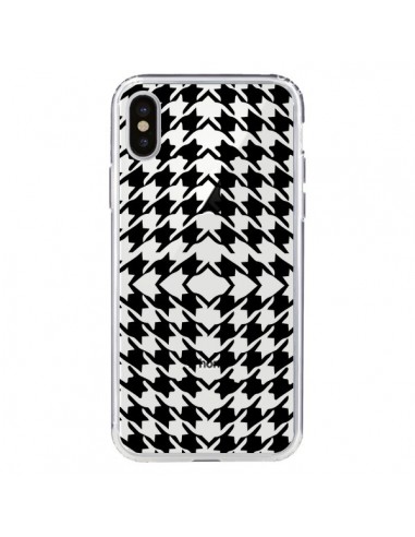 Coque iPhone X et XS Vichy Carre Noir Transparente - Petit Griffin