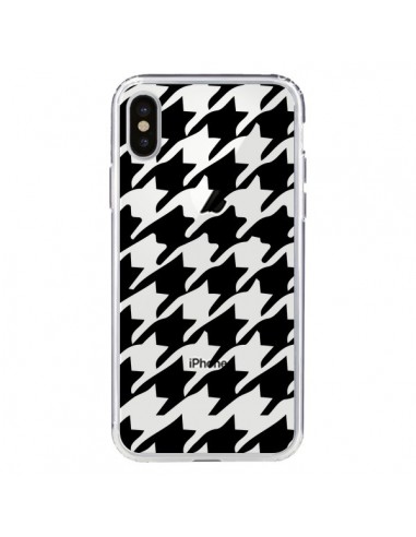 Coque iPhone X et XS Vichy Gros Carre noir Transparente - Petit Griffin