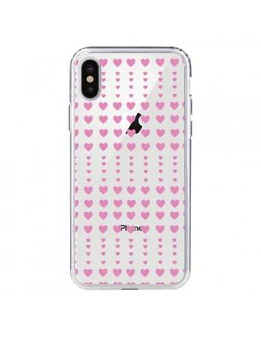 Coque iPhone X et XS Coeurs Heart Love Amour Rose Transparente - Petit Griffin