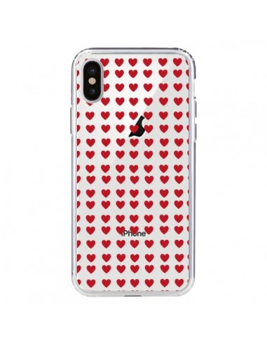 Coque iPhone X et XS Coeurs Heart Love Amour Red Transparente - Petit Griffin