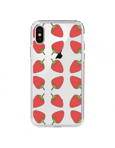 Coque iPhone X et XS Fraise Fruit Strawberry Transparente - Petit Griffin