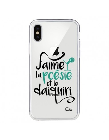 Coque iPhone X et XS J'aime la poésie et le daiquiri Transparente - Lolo Santo