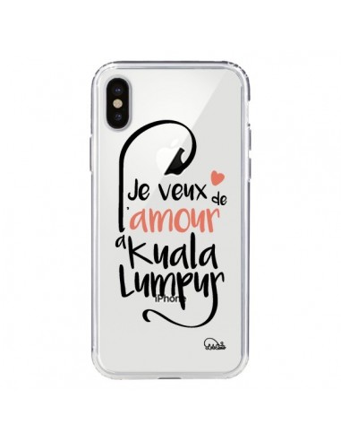 Coque iPhone X et XS Je veux de l'amour à Kuala Lumpur Transparente - Lolo Santo