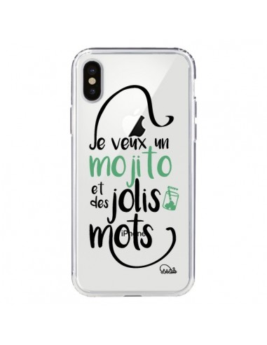 Coque iPhone X et XS Je veux un mojito et des jolis mots Transparente - Lolo Santo