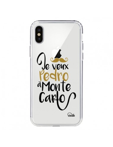Coque iPhone X et XS Je veux Pedro à Monte Carlo Transparente - Lolo Santo