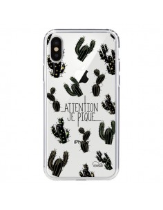 Coque iPhone X et XS Cactus Je Pique Transparente - Lolo...