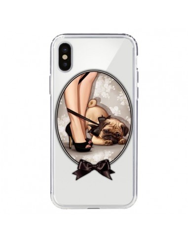 Coque iPhone X et XS Lady Jambes Chien Bulldog Dog Noeud Papillon Transparente - Maryline Cazenave