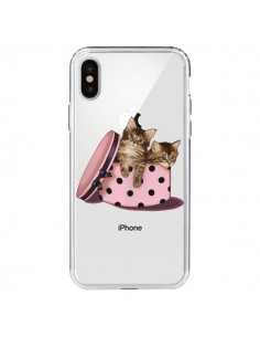 Coque iPhone X et XS Chaton Chat Kitten Boite Pois...