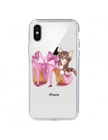 Coque iPhone X et XS Chaton Chat Kitten Chaussures Shoes Transparente - Maryline Cazenave