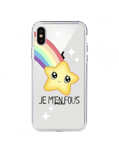 Coque iPhone X et XS Etoile Je M'en Fous Transparente - Maryline Cazenave