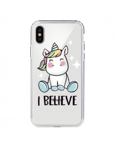 Coque iPhone X et XS Licorne I Believe Transparente -...