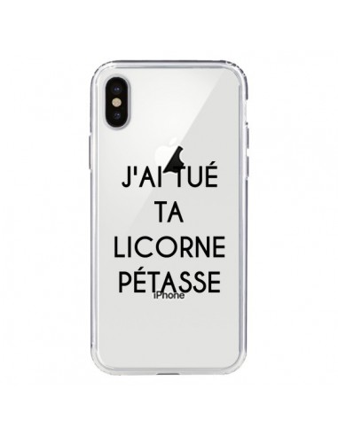 Coque iPhone X et XS Tué Licorne Pétasse Transparente - Maryline Cazenave