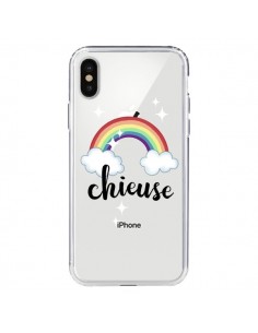Coque iPhone X et XS Chieuse Arc En Ciel Transparente -...