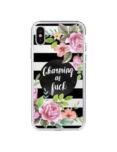 Coque iPhone X et XS Charming as Fuck Fleurs Transparente - Maryline Cazenave