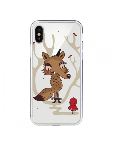 Coque iPhone X et XS Le Petit Chaperon Rouge Loup Hello Big Wolf Transparente - Maria Jose Da Luz