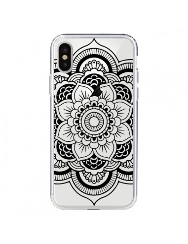 Coque iPhone X et XS Mandala Noir Azteque Transparente - Nico