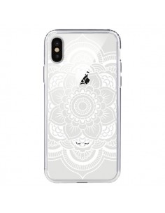 Coque iPhone X et XS Mandala Blanc Azteque Transparente -...