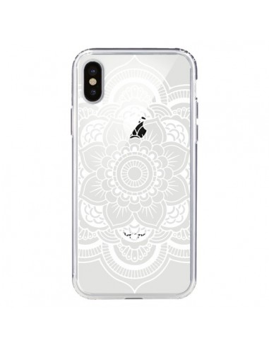 Coque iPhone X et XS Mandala Blanc Azteque Transparente - Nico