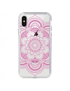 Coque iPhone X et XS Mandala Rose Clair Azteque...