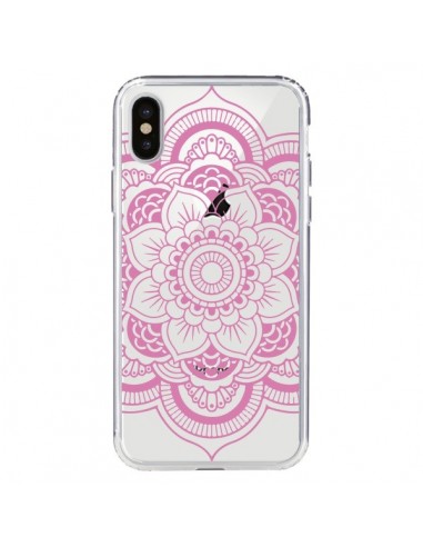 Coque iPhone X et XS Mandala Rose Clair Azteque Transparente - Nico